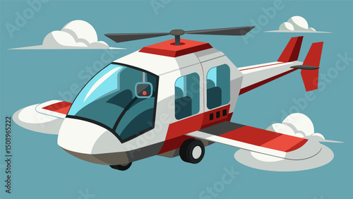 A compact air taxi with a modular design able to detach its wings for efficient storage and transportation. Its vertical takeoff and landing capabilities make it ideal for. Vector illustration
