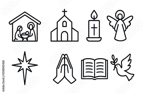 Christmas symbols and icons for holiday design and decoration