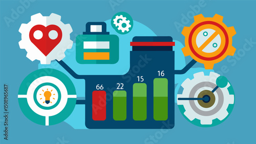 A breakdown of engine data such as RPM oil temperature and battery voltage.. Vector illustration