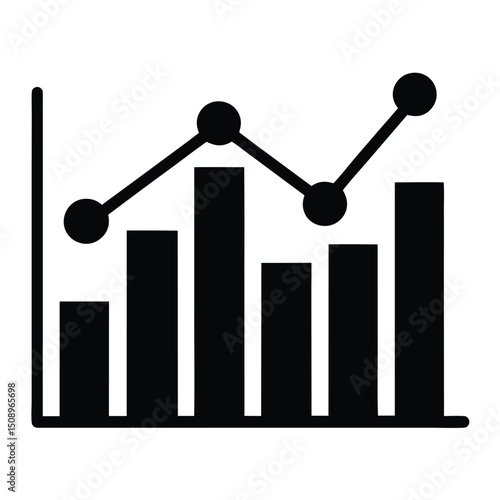 data analyst element isolated data trends chart on white background