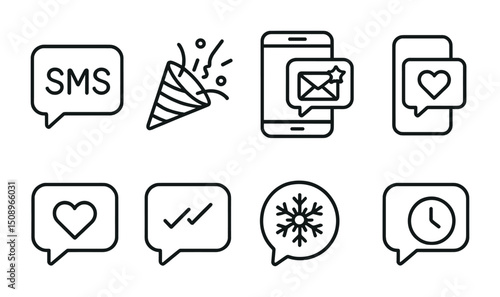 Communication and celebration icons for social media and messaging