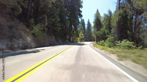 Kings Canyon Scenic Byway West Section 18 Eastbound MultiCam Front View Alpine Forest Driving Plate California USA