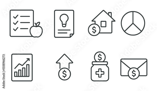Financial and educational growth icons for business and planning design