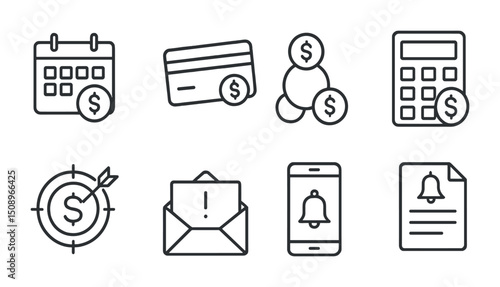 Financial icon set for budgeting and planning tools design