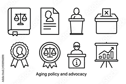 Legal and policy advocacy icons for aging and election processes
