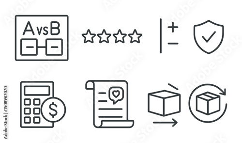 Business decision icons for finance and quality assurance design