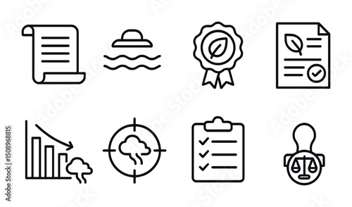 Sustainability icons set for eco-friendly designs and reports