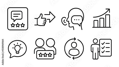 Feedback and communication icons for improved customer experience and business growth
