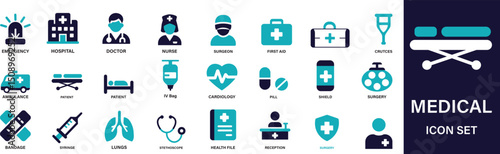  Medical Icon Set – Flat Vector Symbols for Healthcare, Hospital, and Treatment Services