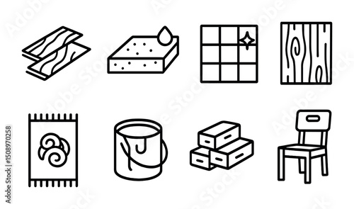 Home improvement and interior design icons for creative projects