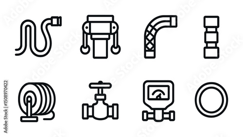 Plumbing and industrial equipment icons for design and illustration projects