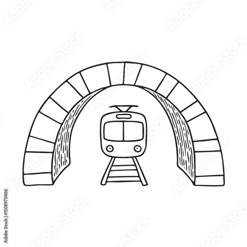 A tram entering a tunnel arch