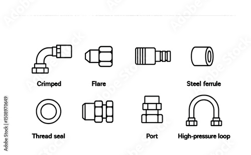 Industrial hose fittings and connections diagram for technical reference