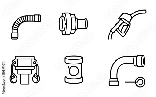 Fuel and hydraulic hose connectors and nozzles for industrial applications