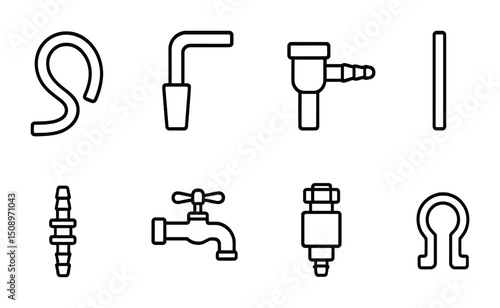 Plumbing line art icons for design and print projects