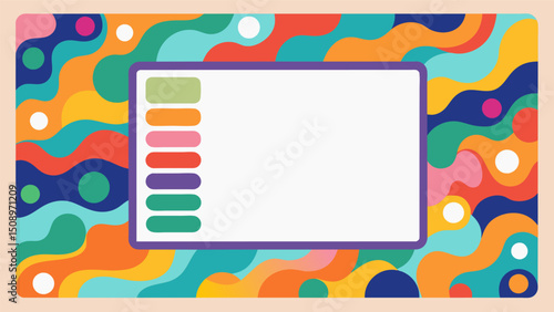 A blank canvas filled with everchanging patterns and colors as a machine learning algorithm creates and evolves through the constant input of data feeds.. Vector illustration