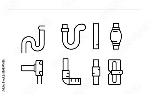 Plumbing vector set featuring pipes and fittings for design projects