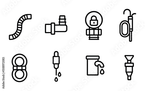 Plumbing and pipe icons for industrial and construction design projects