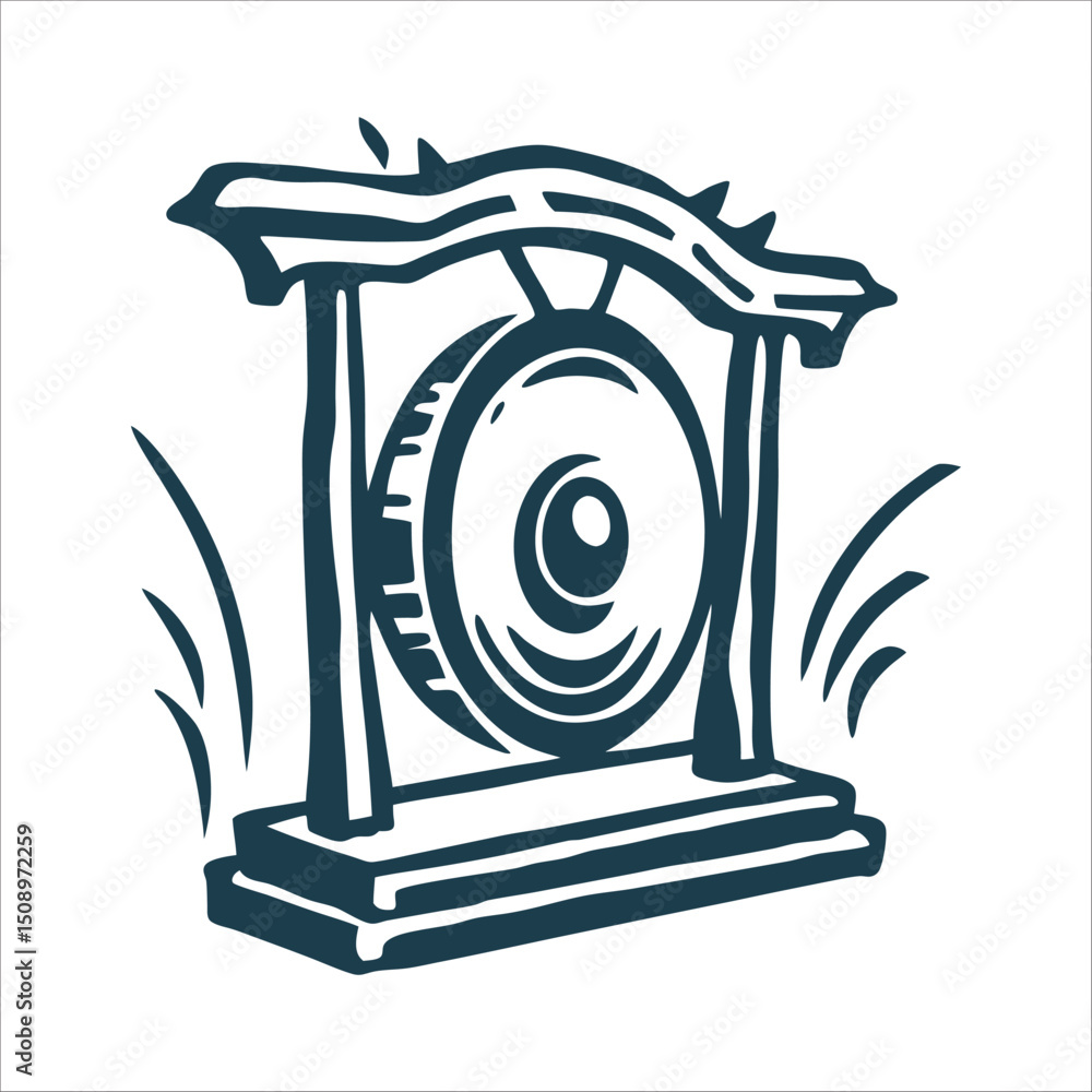 Fototapeta premium Javanese Gamelan Gong Icon with Sound Waves