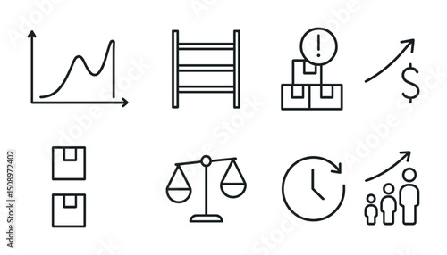 Business growth and logistics icons for data analysis and management concepts