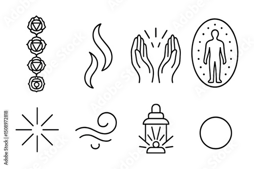 Spiritual symbol set for meditation and mindfulness design projects
