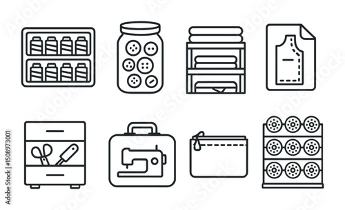 Sewing supplies and tools collection for craft concepts and design inspiration