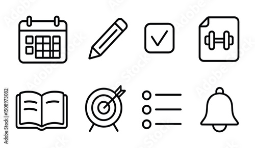 Essential icons for planning and organization in modern design