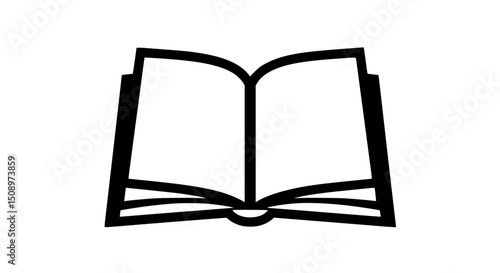 Book with open pages spread black and white icon