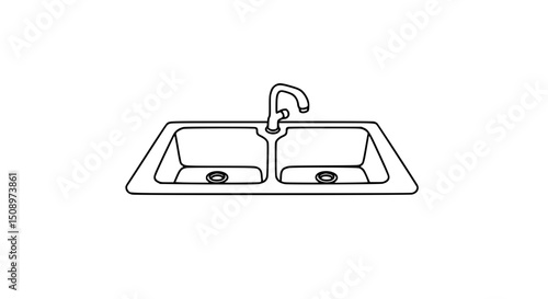 Double sink with faucet icon