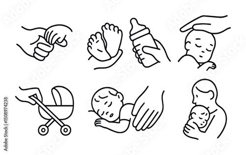 Parenthood symbols: nurturing and caring for infants and babies