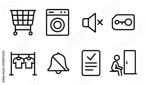 Shopping and laundry icon set for web and app design