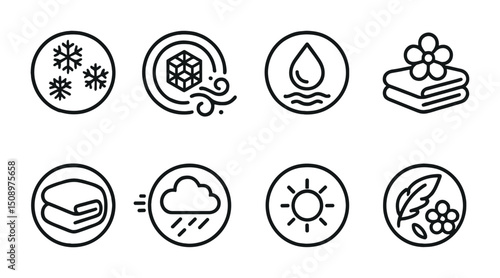 Weather and nature icons set for seasonal design and decoration