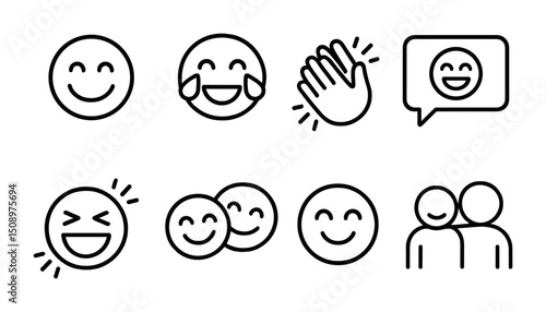 Collection of minimalist emoji icons for communication and expression design
