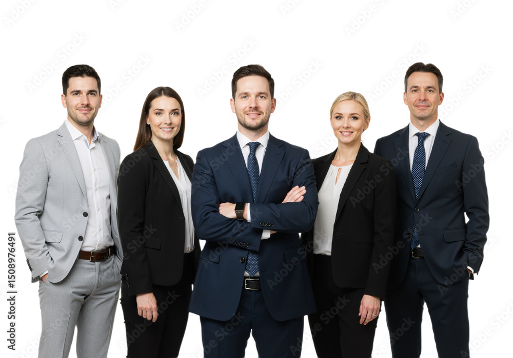 Confident Business Team of Five people Isolated on a Transparent Background, PNG format Confident Business Team of Five people Isolated on a Transparent Background, PNG format