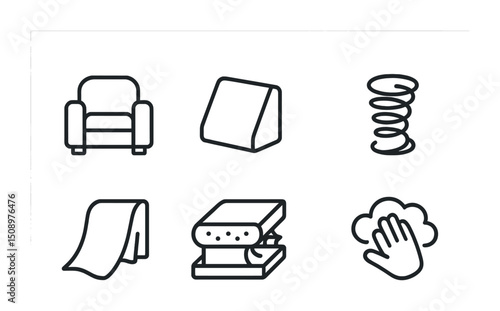 Minimalist furniture and upholstery icon set for design projects