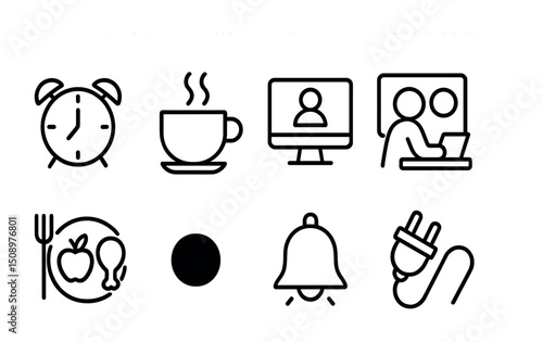 Daily routine icon set for digital and print design