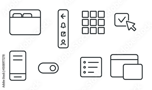 Minimalist interface icons set for modern ui design projects