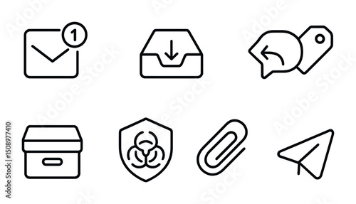 Minimalist icons for communication and organization in digital design