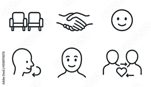 Communication and connection icons for business and social interaction design