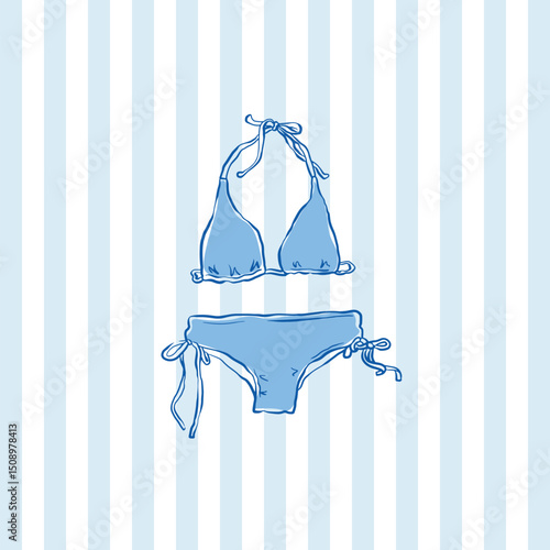 Hand draw cue bikini vector