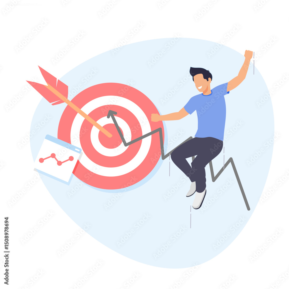 Setting clear business goals, targeting the right customers for revenue development and growth, The concept of the arrow on target. Setting clear business goals, targeting the right customers for revenue development and growth, The concept of the arrow on target.