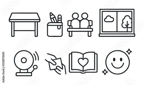 School elements and symbols for educational design and projects