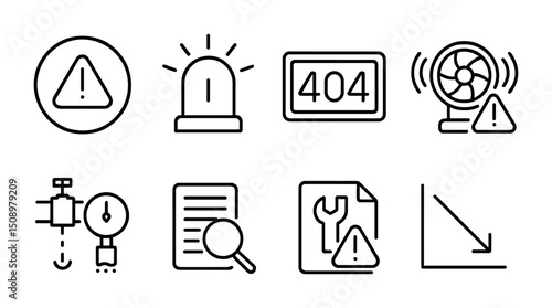 Technical error icons collection for web maintenance and monitoring design