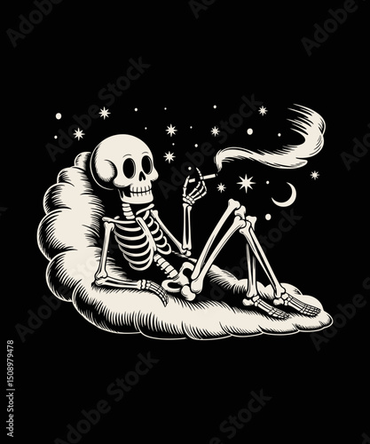 Skull Smoking Cigarette  T-shirt, Skull Cracker Skater, Typography T-shirt Vector design,  skull Smoking Cigarette,