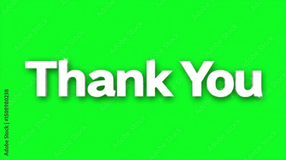 Thank You Text Animation with White Lettering and Green Screen Background in 4K
Thank You Text Animation with White Lettering and Green Screen Background in 4K