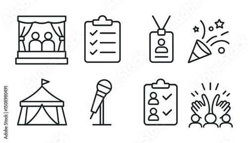 Event planning icons for celebration and organization design projects