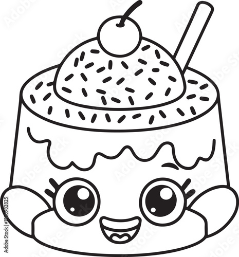 Cute Kawaii Desserts Coloring Pages – Adorable Sweet Treats, Fun & Easy Donut, Cake & Ice Cream Designs for Kids & Adults, Printable PDF