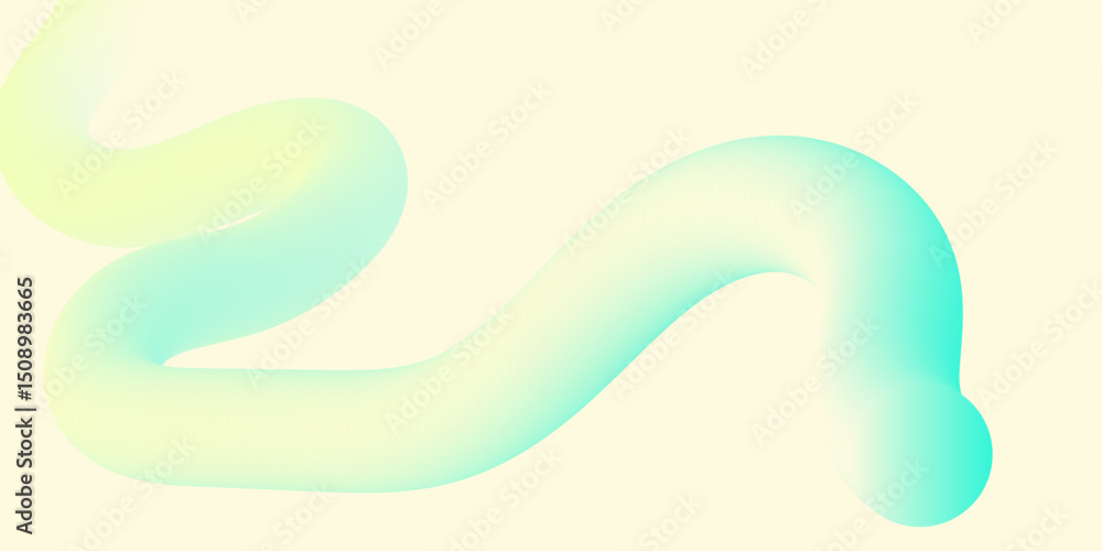 Abstract wavy gradient shape with soft pastel colors, including turquoise, yellow, and white, creating a smooth 3D ribbon effect. Vector Abstract wavy gradient shape with soft pastel colors, including turquoise, yellow, and white, creating a smooth 3D ribbon effect. Vector