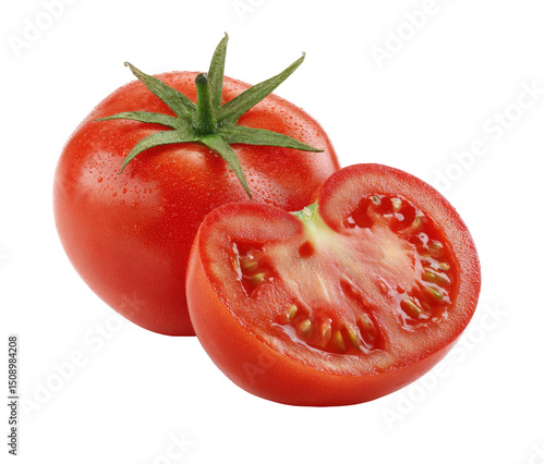 Wallpaper Mural Fresh Red Tomato and Half Tomato Slice Isolated on Transparent Background Torontodigital.ca