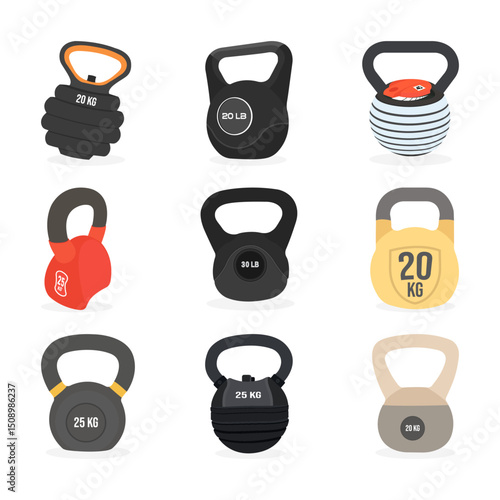 Gym Icon Dumbbells Vector Bundle. Weight Dumbbell Fitness equipment element  Vector Illustration